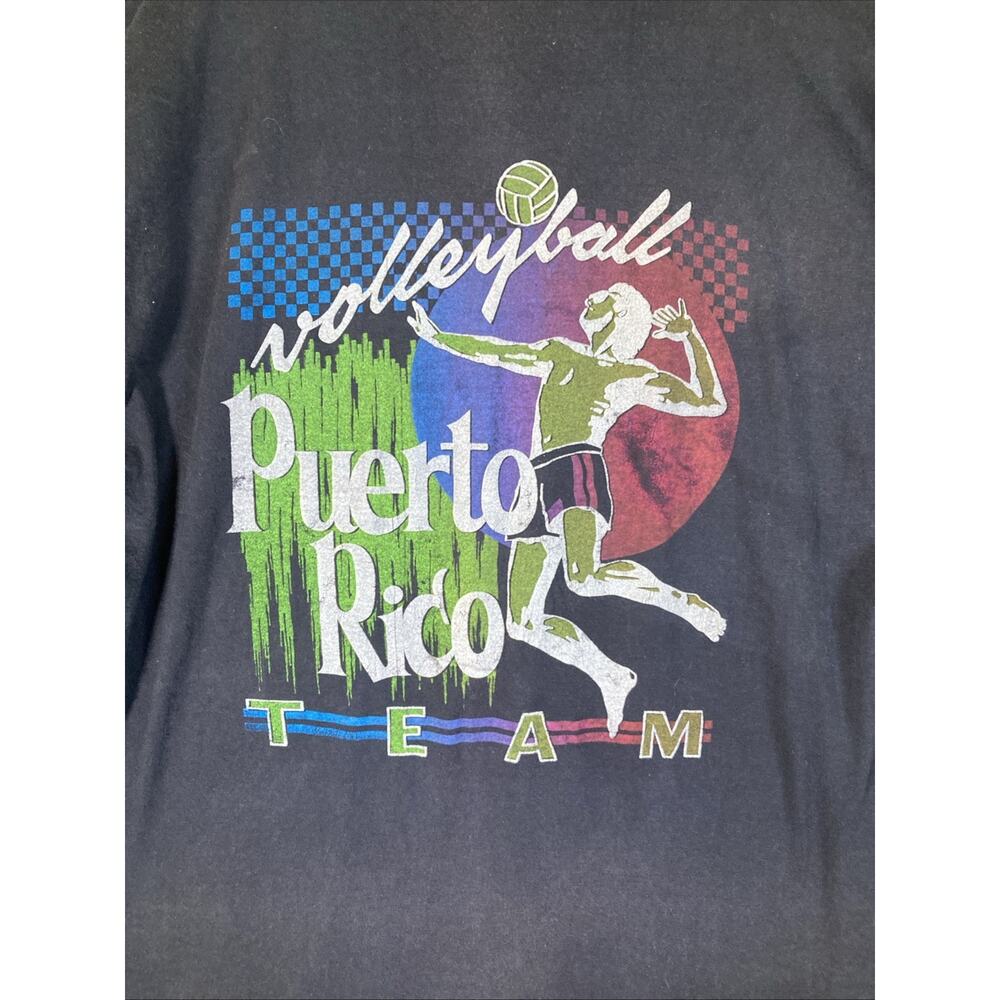 Vintage 90s Puerto Rico Volleyball Team Graphic T-Shirt Black Mens Size Large - Picture 4 of 12